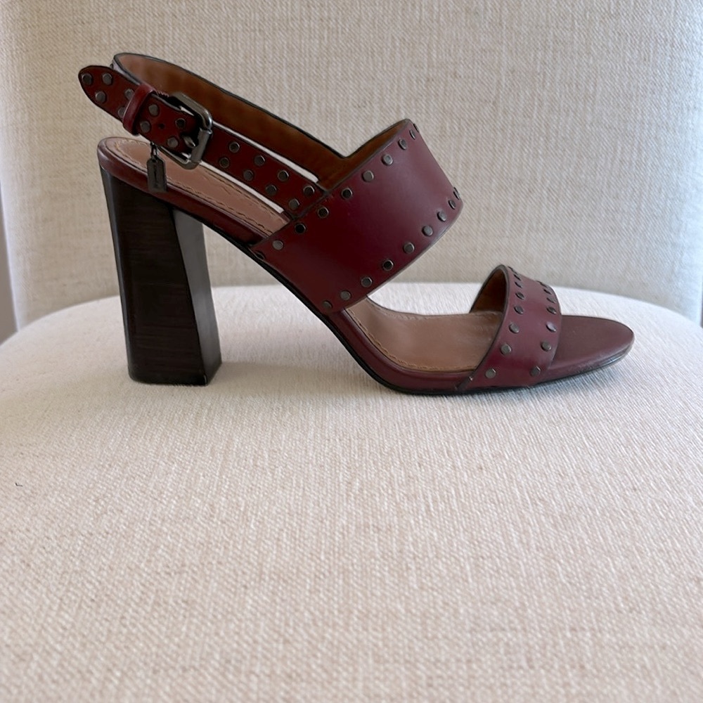 COACH Studded Leather Heels. Burgundy. Size 8. Excellent Condition.